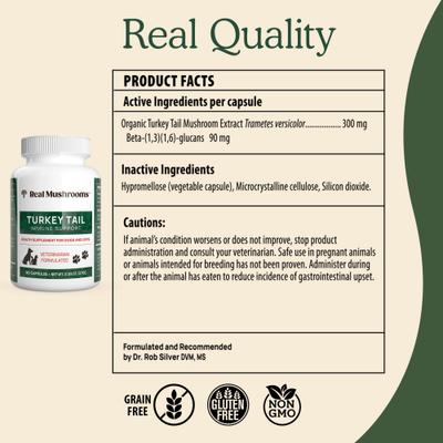 Turkey Tail Capsule Immune Supplement for Dogs & Cats, 90 count
