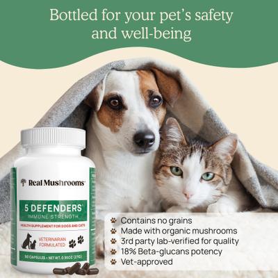 5 Defenders Capsule Immune Supplement for Dogs & Cats, 90 count