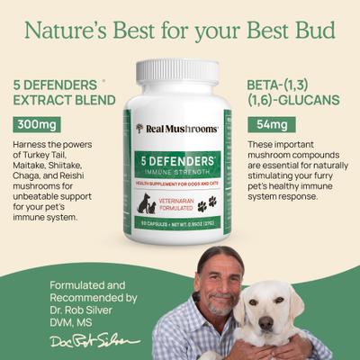 5 Defenders Capsule Immune Supplement for Dogs & Cats, 90 count