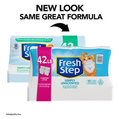 Bundle: Starter Kit - Fresh Step Simply Unscented Clumping Clay Cat Litter, 10.5-lb bag, pack of 4 + 2 other items