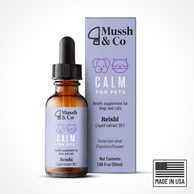Mussh & Co Calm Reishi Mushroom Liquid Supplement for Dogs & Cats, 1.69-fl oz bottle