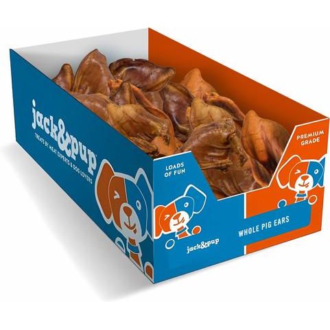 Masticables para perros de oreja de cerdo entera totalmente naturales, 100 unidades