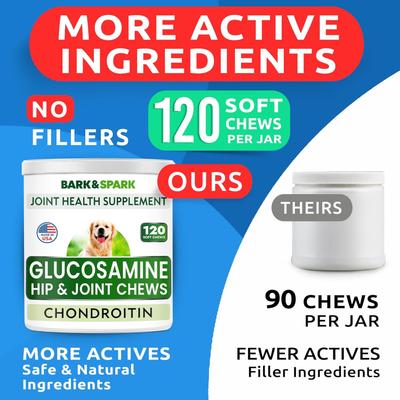 Glucosamine Chondroitin Peanut Butter Flavored Hip & Joint Chews Supplement for Dogs, 120 count