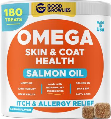 Allergy & Itch Relief Salmon Flavored Skin & Coat Chews Supplement for Dogs, 180 count