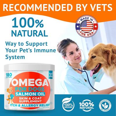 Allergy & Itch Relief Salmon Flavored Skin & Coat Chews Supplement for Dogs, 180 count