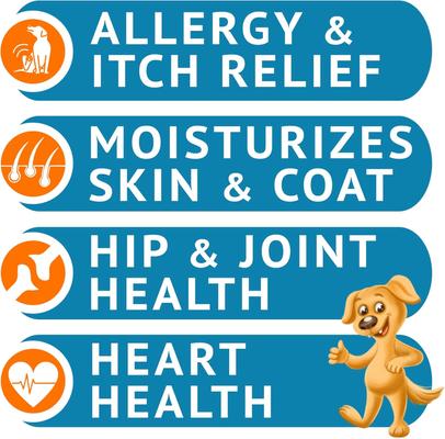 Allergy & Itch Relief Salmon Flavored Skin & Coat Chews Supplement for Dogs, 180 count