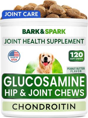 Glucosamine Chondroitin Peanut Butter Flavored Hip & Joint Chews Supplement for Dogs, 120 count