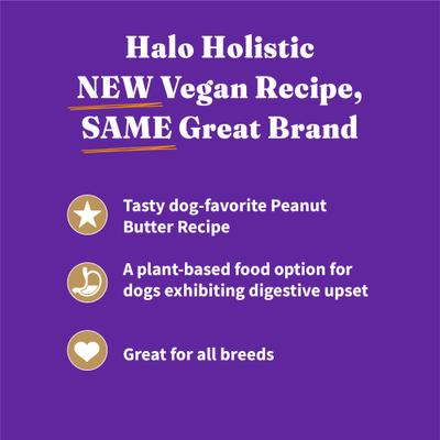 Holistic Plant-Based Adult Vegan Peanut Butter Recipe Dry Dog Food, 3.5-lb bag