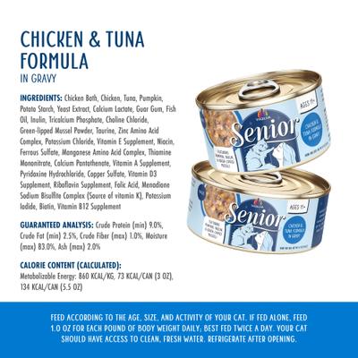 Senior Grain-Free Chicken & Tuna Formula in Gravy Wet Cat Food, 5.5-oz can, case of 8