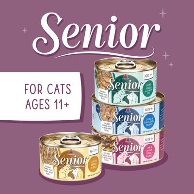 Senior Grain-Free Chicken & Tuna Formula in Gravy Wet Cat Food, 5.5-oz can, case of 8