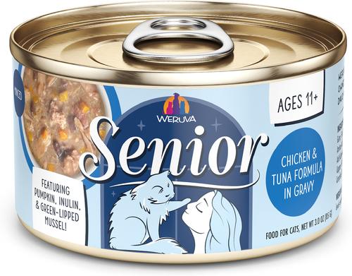 Senior Grain-Free Tuna & Salmon Formula in Gravy Wet Cat Food, 5.5-oz can, case of 8