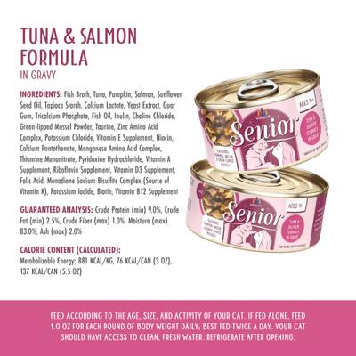 Senior Grain-Free Tuna & Salmon Formula in Gravy Wet Cat Food, 5.5-oz can, case of 8