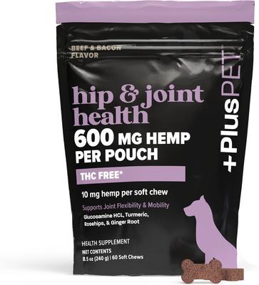 Pet Hip & Joint Health Beef & Bacon Flavored Soft Chew Full Spectrum Hemp Extract Joint Health Supplement for Dogs, 60 count