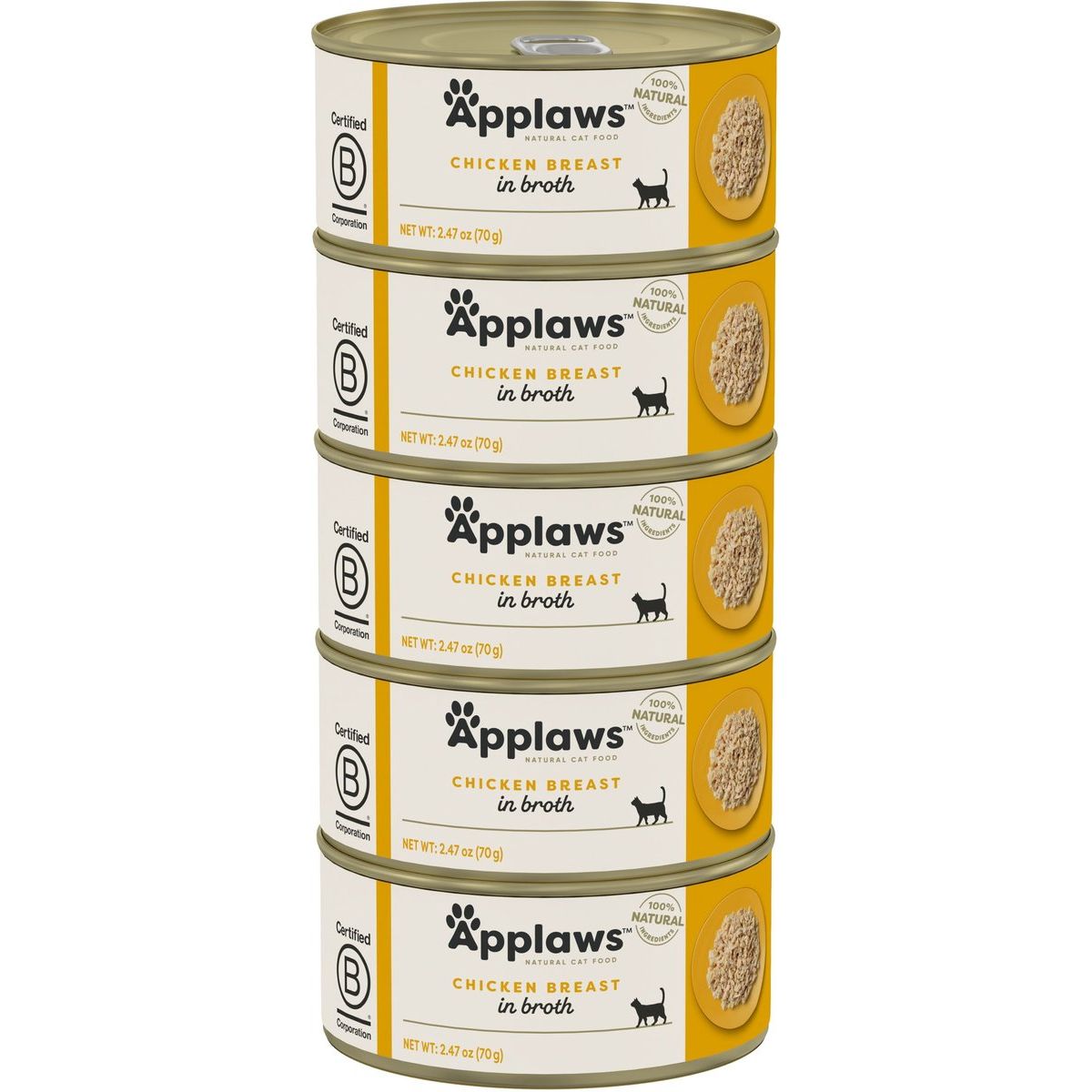 Applaws, Pechuga de Pollo en Caldo, 5 latas × 70 g