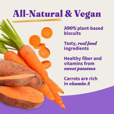 Plant-Based Dog Treats with Sweet Potato & Carrots, Vegan Dog Treats, 8-oz bag