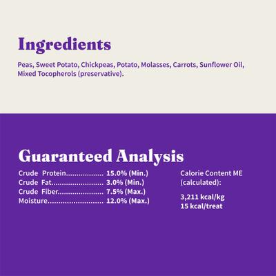 Plant-Based Dog Treats with Sweet Potato & Carrots, Vegan Dog Treats, 8-oz bag