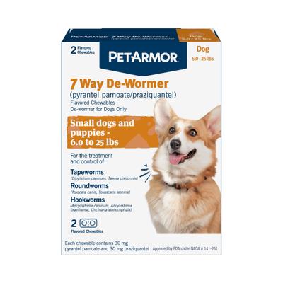Desparasitante de 7 vías para anquilostomas, ascárides y tenias para perros de razas pequeñas, 2 unidades