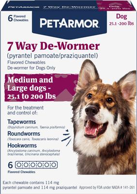 7 Way Dewormer for Hookworms, Roundworms & Tapeworms for Medium & Large Breed Dogs, 6 count