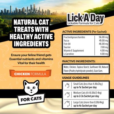 Lick a Day 7-in-1 Functions Daily Real Meat Lickable Chicken & Tuna Supplement for Cats, 28 Count