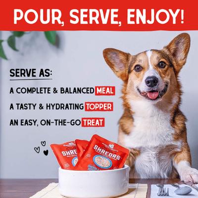 Stella's Shredrs Adult Grain-Free Grass Fed Beef & Wild Caught Salmon Recipe in Broth Wet Dog Food, 2.8-oz pouch, case of 12