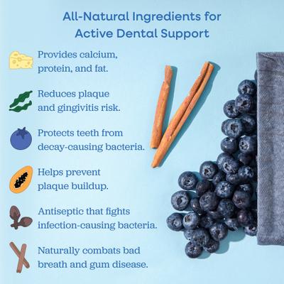 Blueberry Flavor Dental Yak Chews Dog Treats, 2 count