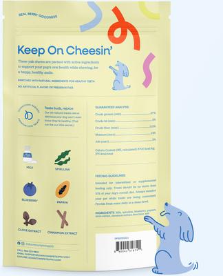 Blueberry Flavor Dental Yak Chews Dog Treats, 2 count