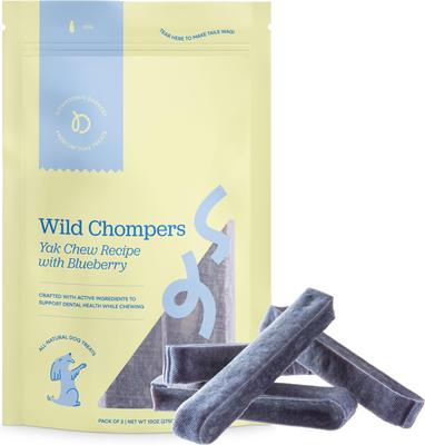 Blueberry Flavor Dental Yak Chews Dog Treats, 2 count