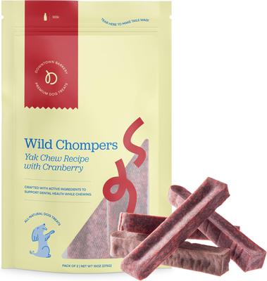 Golosinas masticables dentales para perros con sabor a arándano, 5 unidades