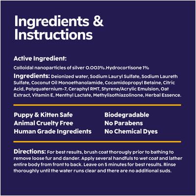 Medicated Dog Shampoo for Antibacterial Itchy Skin, Yeast Infection, Hot Spot & Allergy Relief with Hydrocortisone, 16-fl oz bottle