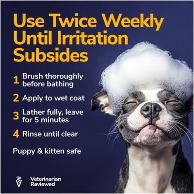 Medicated Dog Shampoo for Antibacterial Itchy Skin, Yeast Infection, Hot Spot & Allergy Relief with Hydrocortisone, 16-fl oz bottle