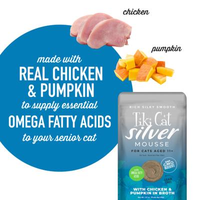 Silver Mousse Chicken & Pumpkin Grain-Free Senior Wet Cat Food, 2.8-oz pouch, case of 12