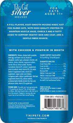 Silver Mousse Chicken & Pumpkin Grain-Free Senior Wet Cat Food, 2.8-oz pouch, case of 12