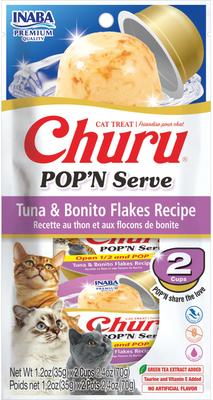 Churu Pop'n Serve Tuna Variety Grain-Free Lickable Cat Treats, 1.2-oz cup, 10 count