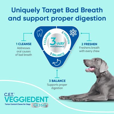 C.E.T. VeggieDent Fr3sh Dental Chews for X-Small Dogs, 30 count