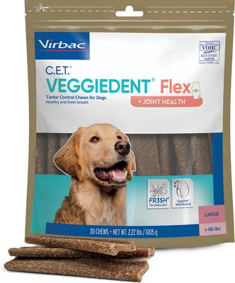 C.E.T. VeggieDent Flex + Joint Health Dental Chews for Large Dogs, over 66lbs, 30 count