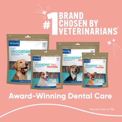 C.E.T. VeggieDent Flex + Joint Health Dental Chews for Large Dogs, over 66lbs, 30 count