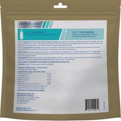C.E.T. VeggieDent Flex - Masticables dentales para la salud articular para perros medianos, 30 unidades