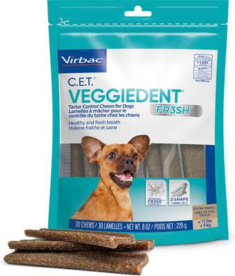 C.E.T. VeggieDent Fr3sh Dental Chews for X-Small Dogs, 30 count