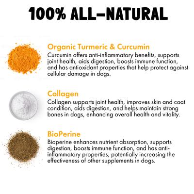 Turmeric Curcumin Chews Joint Supplement for Dogs, 30 count