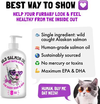 Wild Caught Alaskan Salmon Oil Liquid Skin & Coat Supplement for Dogs & Cats, 8-fl oz bottle