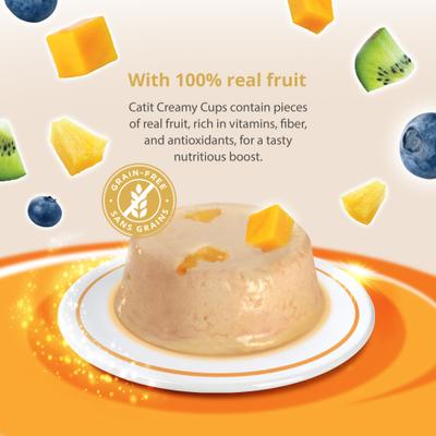 Creamy Cups with Fruit, Chicken Mousse with Mango Cat Lickable Treat, 0.9-oz cup, 4 count