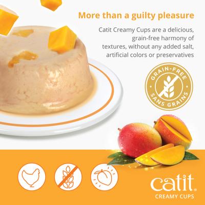 Creamy Cups with Fruit, Chicken Mousse with Mango Cat Lickable Treat, 0.9-oz cup, 4 count