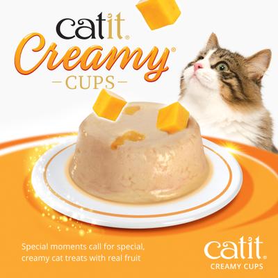 Creamy Cups with Fruit, Chicken Mousse with Mango Cat Lickable Treat, 0.9-oz cup, 4 count