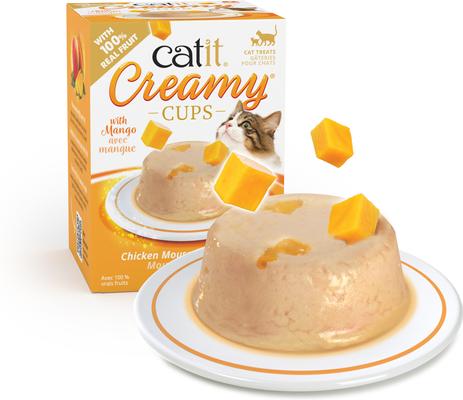Creamy Cups with Fruit, Chicken Mousse with Mango Cat Lickable Treat, 0.9-oz cup, 4 count
