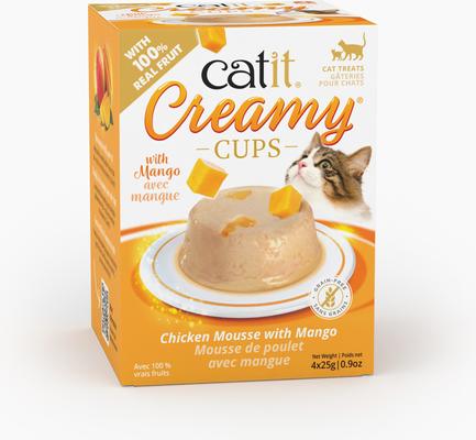 Creamy Cups with Fruit, Chicken Mousse with Mango Cat Lickable Treat, 0.9-oz cup, 4 count
