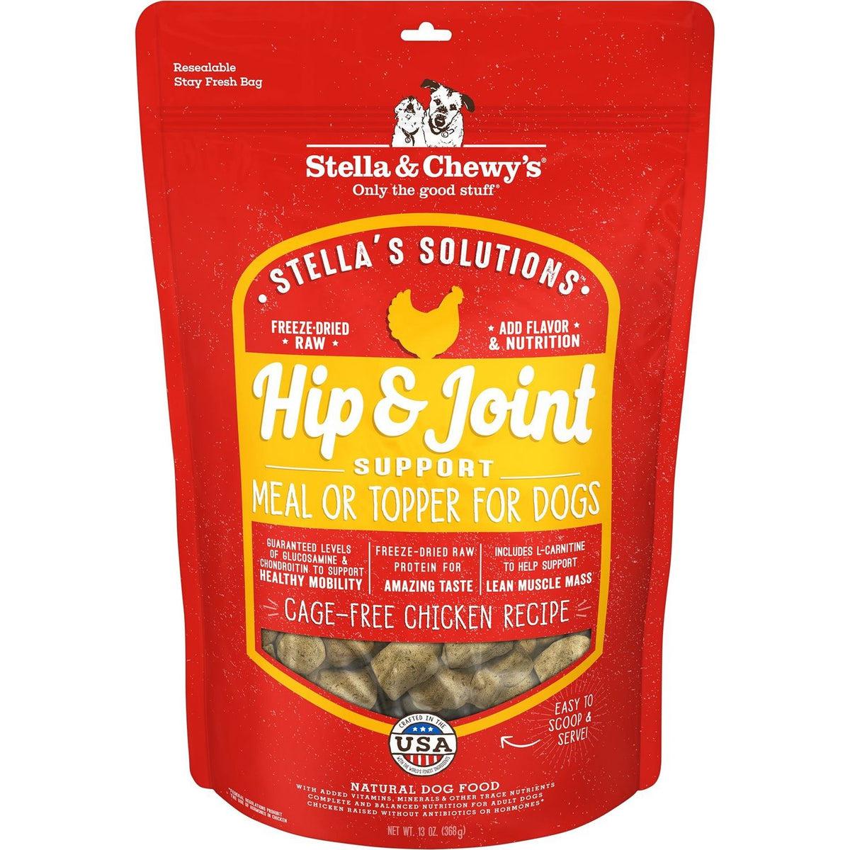 Solutions Hip Joint Boost Freeze-Dried Raw Cage-Free Chicken Dinner Morsels Dog Food. 370 g.