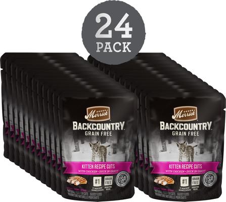 Backcountry Grain-Free Kitten Recipe Cuts Chicken & Duck in Gravy Cat Food Pouches, 3-oz, case of 24