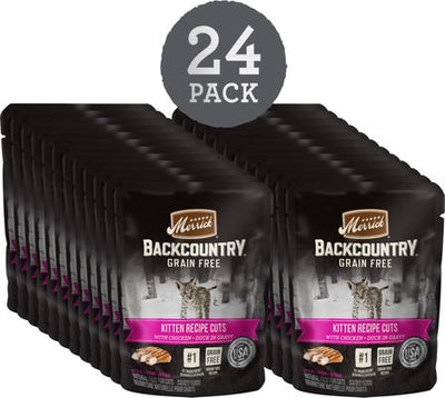 Backcountry Grain-Free Kitten Recipe Cuts Chicken & Duck in Gravy Cat Food Pouches, 3-oz, case of 24