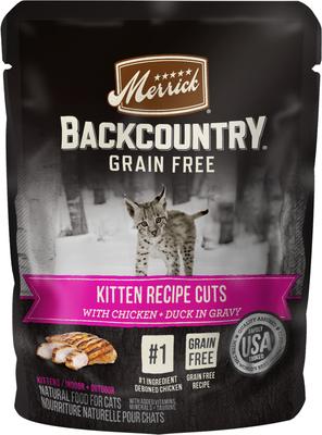 Backcountry Grain-Free Kitten Recipe Cuts Chicken & Duck in Gravy Cat Food Pouches, 3-oz, case of 24