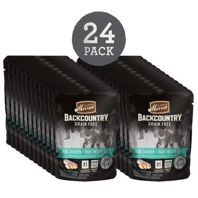 Backcountry Grain-Free Real Chicken & Trout Recipe Cuts Morsels in Gravy Cat Food Pouches, 3-oz, case of 24